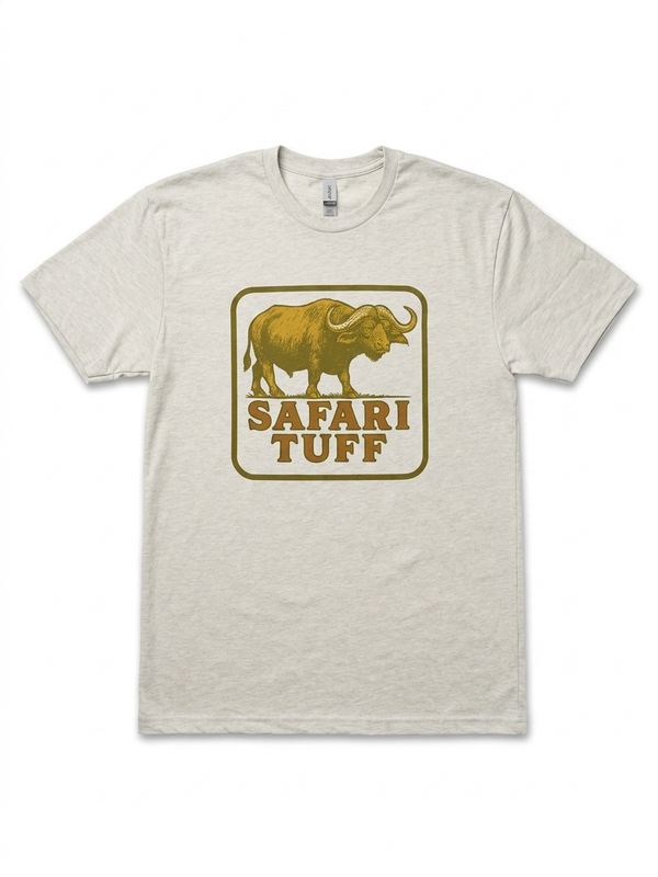 Cape Buffalo Sticker T Shirt - Safari Tuff